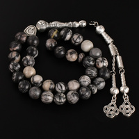 YS314 Masbaha de Alta Calidad, Regalo de Ramadán y Eid, Tasbih Islámico de Piedra Negra de 10 mm para Musulmanes