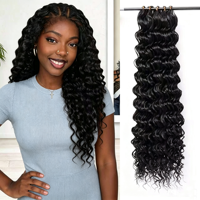 Extensions de cheveux naturels indiens bruts en stock direct usine, pour tressage, ondulations profondes lâches, effet plume, pour la beauté et le crochet
