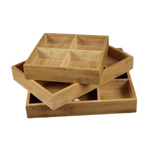ถาดไม้ไผ่แบบกล่องเก้าช่องสำหรับเสิร์ฟขนม ของว่าง ชา กาแฟในโรงแรม - Product Image 2