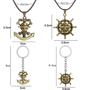 ZRM Collana con Ciondolo in Lega di Zinco a Tema Anime Vintage Pirata Luffy Ace Barbabianca <span class=keywords><strong>per</strong></span> Bambini, con Catena a Corda e Set Portachiavi - Product Image 3