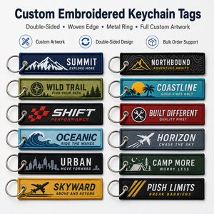 Creative Brand Merchandise Rectangular Woven Twill <b>Key</b> Chains Custom Logo Embroidered Keyring Promotional Souvenir Giveaway - Product Image 5