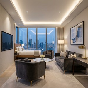 Meubles <span class=keywords><strong>d</strong></span>'hôtel haut de gamme pour cadres, mobilier de chambre <span class=keywords><strong>d</strong></span>'hôtel avec base métallique moderne et élancée pour intérieurs de luxe - Product Image 1