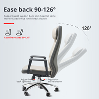Chaise de bureau de direction ergonomique en PU à dossier haut pivotant avec appui-tête réglable et soutien lombaire pour bureau moderne à domicile