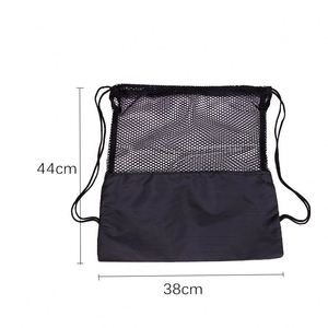Large Capacity Outdoor Sports <b>Drawstring</b> <b>Backpack</b> Portable Football Net Pocket for Fitness Basketball Promotional Sportpack - Product Image 5