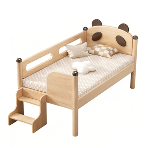 Новая популярная детская кровать в форме панды с лестницей, экологичная деревянная кроватка для малышей, безопасная, с трехсторонними защитными бортиками. - Product Image 1