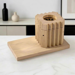 Brûleur à Bakhoor en bois et cuir décoratif, moderne, élégant, écologique, porte-encens Mubkhar, logo personnalisé pour le salon - Product Image 1