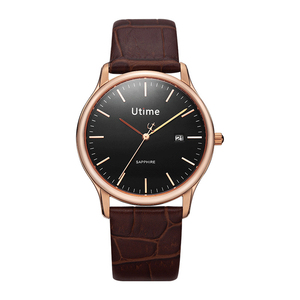 High Grade Leather Strap Steel Case Business Wristwatch Waterproof Mens Quartz <b>Watch</b> - Product Image 4