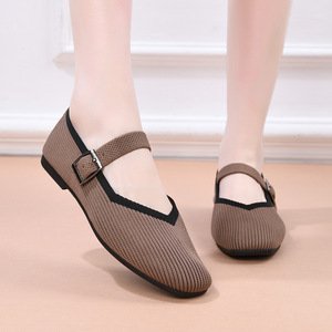 Zapatos Planos de Punto para Mujer, Estilo Mary Jane, Punta Redonda, Zapatos de <span class=keywords><strong>Ballet</strong></span>, Correa Ajustable con Hebilla, Tallas Grandes Incluidas - Product Image 2