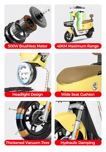 Scooter <span class=keywords><strong>électrique</strong></span> à cadre en acier au carbone 48V avec moteur à moyeu arrière sans balais 500W, batterie au plomb-acide 13AH, autonomie <span class=keywords><strong>de</strong></span> 60 km, capteur <span class=keywords><strong>de</strong></span> vitesse à 3 niveaux - Product Image 5