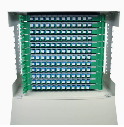 19 Inch Metal Rack Mount ODF Frame for 5G Security Monitoring 144 SC FC LC288 UPC APC Cores Optical Fiber Distribution Poe 4G