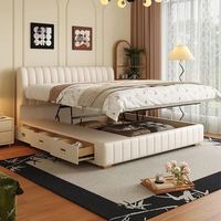 Meubles de chambre à coucher en bois de luxe moderne, lit double king size rembourré avec rangement, design esthétique blanc pour adultes