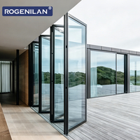 Puerta Plegable de Aluminio Moderna e Impermeable Rogenilan, Puerta de Acordeón con Doble Vidrio para Exteriores
