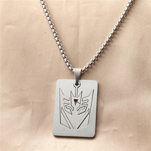 Collier pendentif en acier inoxydable pour homme, design géométrique en forme de bouclier, motif irrégulier, bijoux tendance, chaîne incluse 3,0*60 cm - Product Image 1