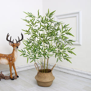 Planta de Bambú Artificial al por Mayor, Decoración Navideña y de Acción de Gracias para el Hogar, Hojas de Seda Verdes, Alta Simulación, Tacto Natural - Product Image 3