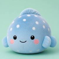 Peluche Poisson Bleu à Pois Mignon, Jouet en Peluche Doux Animal Marin, Faible MOQ OEM ODM Logo Personnalisé Cadeaux pour Enfants