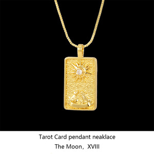 Collana con Ciondolo Tarocchi di Alta Qualità, Placcata Oro Rame, con Catena a Maglia Box, Gioielli Religiosi, Stile Punk Hiphop, Idea Regalo - Product Image 6