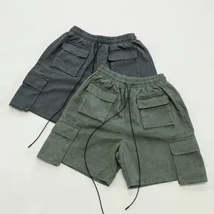 Custom acid wash New Men streetwear Camo Cargo Shorts Sport Casual Shorts Multi-Pocket