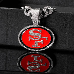 Pendentif personnalisé avec logo de l'équipe des 49ers, pendentif en argent personnalisé, chaîne à maillons, bijoux en cuivre et zircon, collier, bracelet pour hommes et femmes - Product Image 2