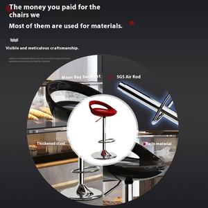 Chaise pivotante à dossier haut réglable de style <span class=keywords><strong>scandinave</strong></span> moderne <span class=keywords><strong>Tabouret</strong></span> de <span class=keywords><strong>bar</strong></span> à panneaux en bois pour le salon ou la caisse - Product Image 2