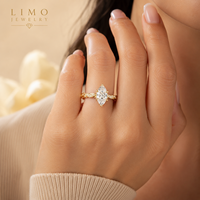 Bague de fiançailles en diamant de laboratoire taille marquise 2 carats E VVS, or jaune 14K, motif vigne torsadée, IGI, personnalisable OEM ODM, vente en gros