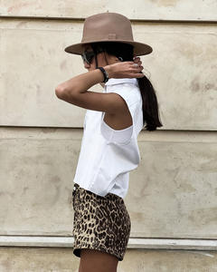 <span class=keywords><strong>Short</strong></span> en coton à imprimé léopard vintage personnalisé pour femmes, taille basse, coupe ajustée avec jambes larges, longueur de la mi-<span class=keywords><strong>cuisse</strong></span>, streetwear Y2K, usine OEM - Product Image 3