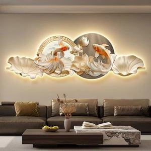 Venta Directa de Fábrica: Cuadro LED con Diseño de Peces Koi y Flores, Impresión UV, Corte de Bordes, Pintura de Animales para Sala de Estar - Product Image 5