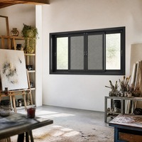 Ventana Corredera de Aluminio HUACAI, Venta Directa, Marco de Aluminio Negro, Estilo Contemporáneo para Villa