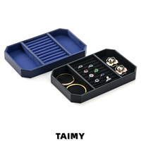 Plateau de présentation de bijoux en PU avec logo personnalisé, octogonal, multi-compartiments, pour bracelets et bagues, plateau de rangement pour comptoir de bijouterie, vente en gros