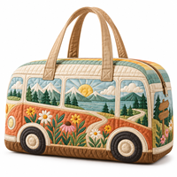 Sac fourre-tout matelassé personnalisé en polyester, grande capacité, sac de voyage, imprimé Scenic Van, fermeture éclair, pour usage quotidien
