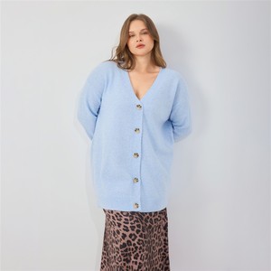 Cardigan in Maglia a V con Bottoni Metallici Grandi, Spalle Scivolate, Lunghezza Media, Taglie Forti, per Uso Quotidiano, Pendolarismo, Casa, Viaggi e Stratificazione - Product Image 2