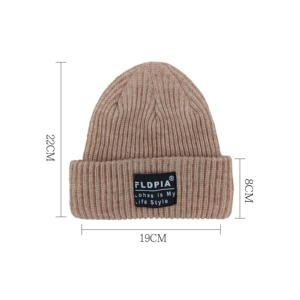 Léger Portable acrylique Slouch bonnets hiver chaud 3D broderie tricoté casquettes doux à revers unisexe réglable épaissi - Product Image 6