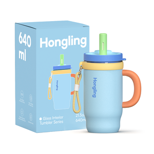 Bicchiere Termico Hong Ling con Rivestimento in Vetro, 800ml, Acciaio Inox 18/8, Isolamento Sottovuoto, con Manico e Cannuccia, Senza BPA, Tazza da Caffè - Product Image 3
