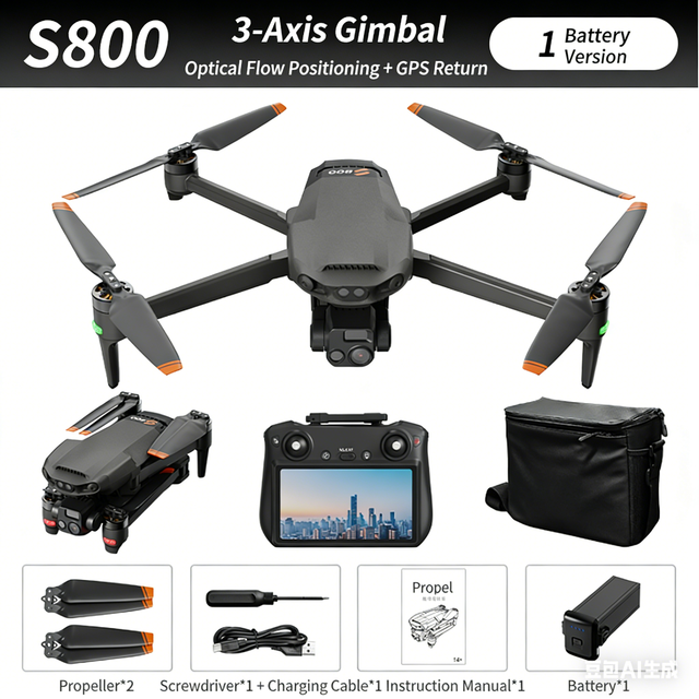 S800 Expert Commercial Drone Screen Remote 3-Axis Gimbal 48min Flight 10km Transmission 210MP Camera Carbon Fiber Aerial