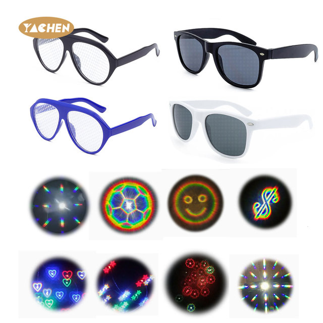 YACHEN 3D Diffraction Rainbow Light Effect Plastic Child Sunglasses for Outdoor Festival Christmas Party Gifts-Wholesale