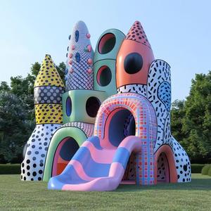 Struttura Gonfiabile a Tema Artistico Pop con Scivolo, Attrezzatura per Divertimento all'Aperto di Grado Commerciale - Product Image 1