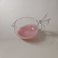 Tasse Gungfu en verre soufflé à la main, motif Nuage et Papillon, rose, design créatif, pichet de service, plateau à thé en forme de papillon, style japonais