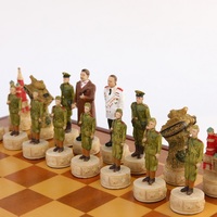 Juego de Ajedrez de Resina con Temática de la Segunda Guerra Mundial, 3.5 Pulgadas, Pintado a Mano
