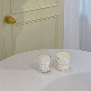 Tasse en verre peinte à la main thé vert bougie d'aromathérapie en cire de soja blanche parfumée pour cadeau - Product Image 4