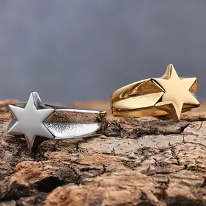 独特的六角星戒指不锈钢银金六点星几何戒指男女珠宝礼品