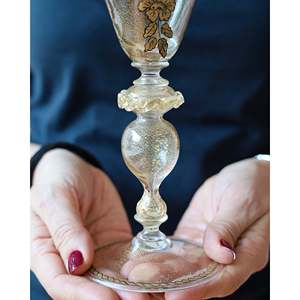 Copa Octagonal de Cristal Gabbiani de Bennyudine para Flauta con Decoración de Oro Puro - Product Image 2