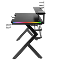 Bureau d'ordinateur personnalisé noir pour la maison, le bureau et les jeux, avec table de jeu RGB