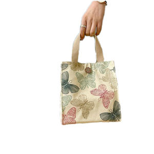 Wholesale Large Capacity Canvas Lunch <b>Bag</b> Letter Zipper Closure Cute Design for Office Workers Moms <b>Hand</b>-<b>Carry</b> Rice <b>Bag</b> - Product Image 3