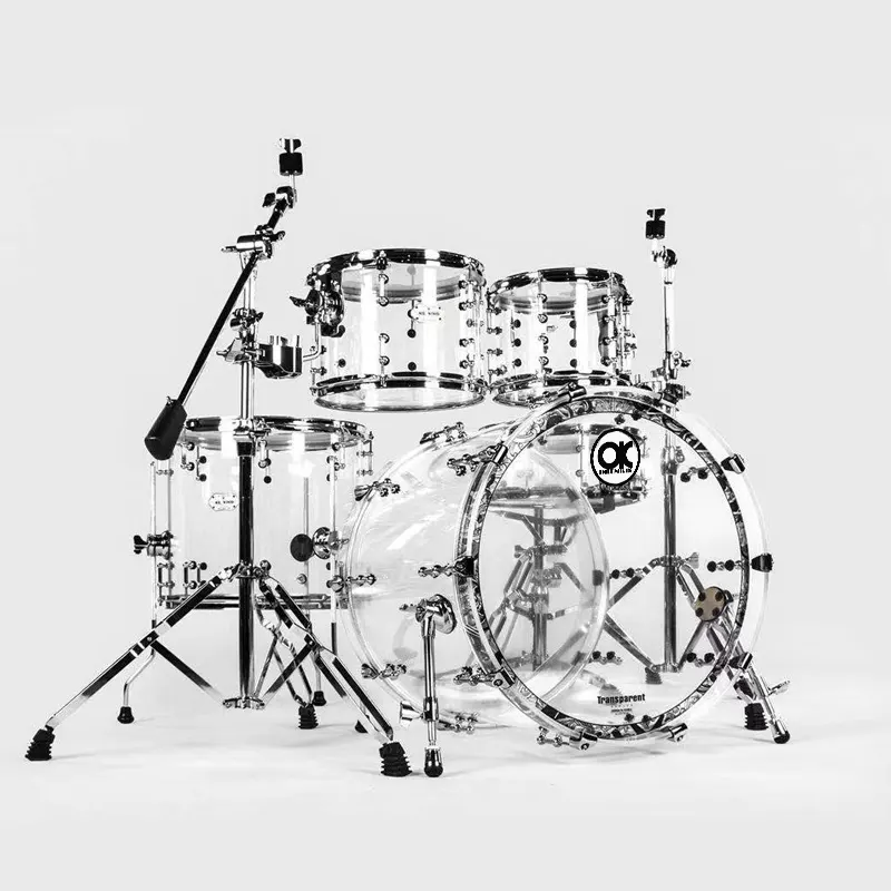 Best quality acoustic rock 5 pieces acrylic drum set for hot sale professional design oem logo