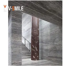 Natural marble stone filled honed silver grey travertine wall cladding panel