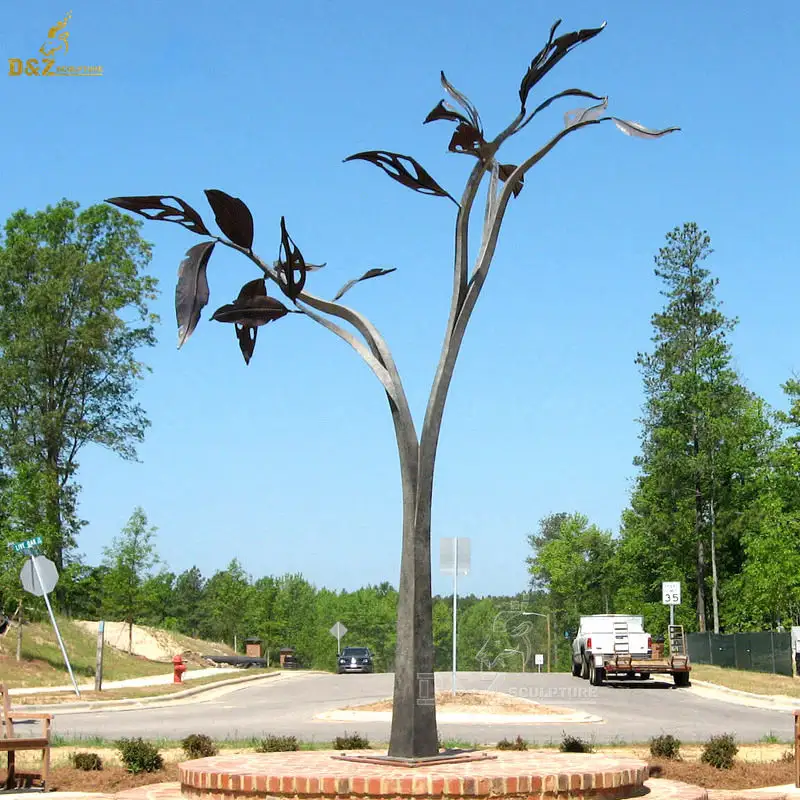 Escultura de árbol Simple de acero inoxidable con hojas, decoración de jardín, estatua de árbol D & Z, gran oferta