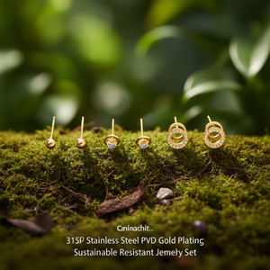 Aretes de Moda con Baño de Oro PVD en Acero Inoxidable 316L, Joyería Sostenible y Resistente - Product Image 3