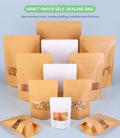En stock – Sachet refermable à fermeture éclair 20x30cm, qualité alimentaire, en papier kraft brun avec fenêtre, type pochette stand-up