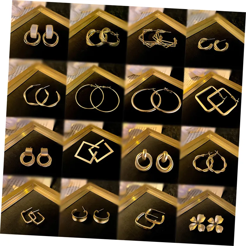 925 Zilveren Naald Geometrie Oorringen Nieuwe Mode Sieraden Voor Vrouwen Metalen Gouden Kleur Voor Vrouwen Huwelijksfeest