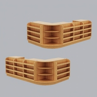 Comptoir de caisse en bois pour magasin de proximité, comptoir de réception pour commerce de détail avec étagères de rangement