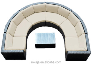 Luxcy आउटडोर रतन आर्क Semicircular सोफे विला उद्यान रतन सोफा संयोजन रेतीले समुद्र तट आँगन रतन सोफा - Product Image 5